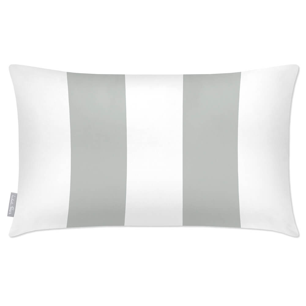Outdoor Garden Waterproof Rectangle Cushion - 2 Stripes - Storm Grey 50 x 30 cm by Izabela Peters