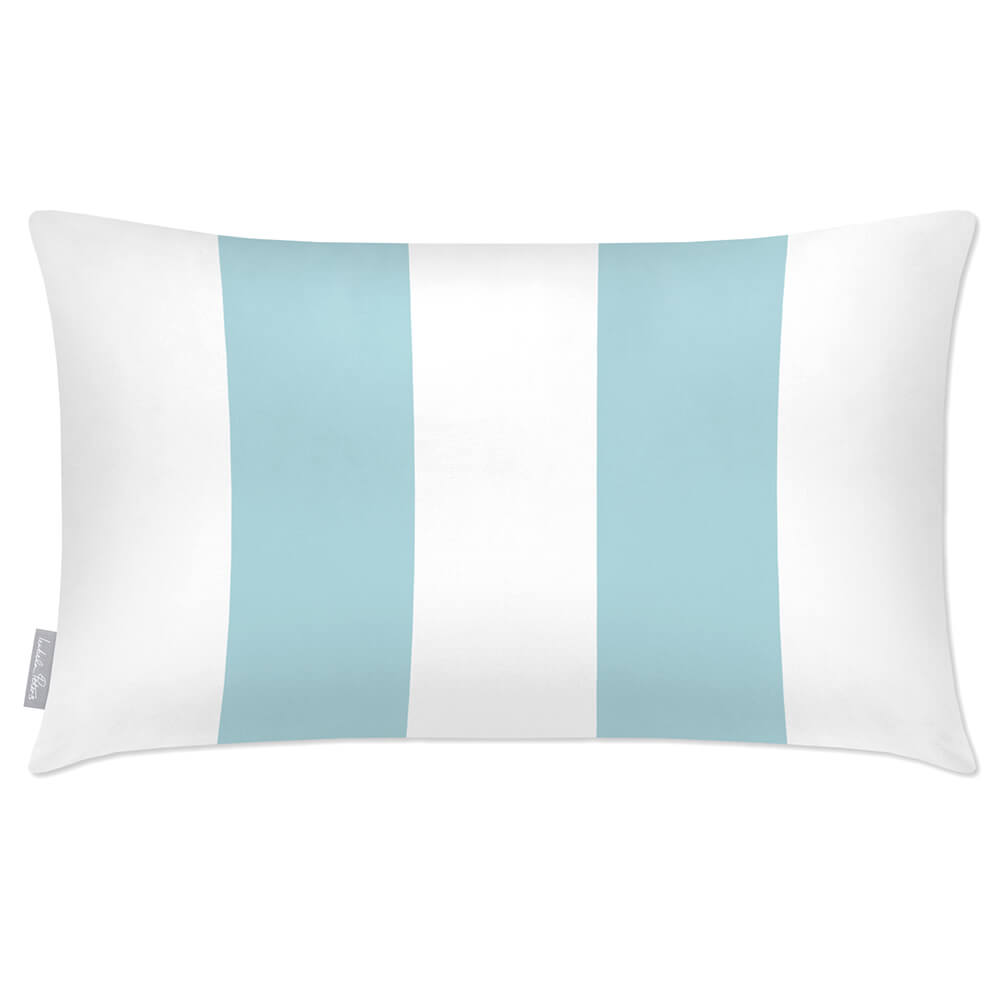Outdoor Garden Waterproof Rectangle Cushion - 2 Stripes - Celeste Blue 50 x 30 cm by Izabela Peters