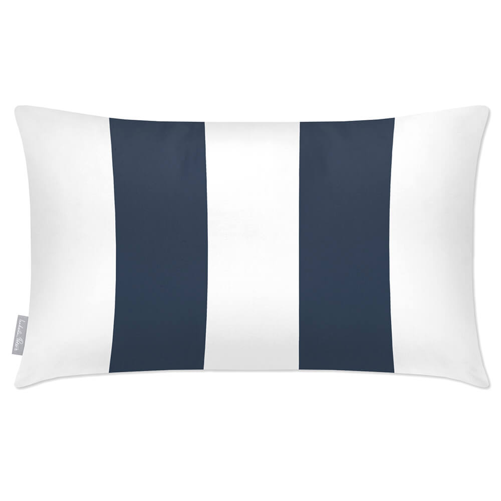 Outdoor Garden Waterproof Rectangle Cushion - 2 Stripes - Petrol Blue 50 x 30 cm by Izabela Peters