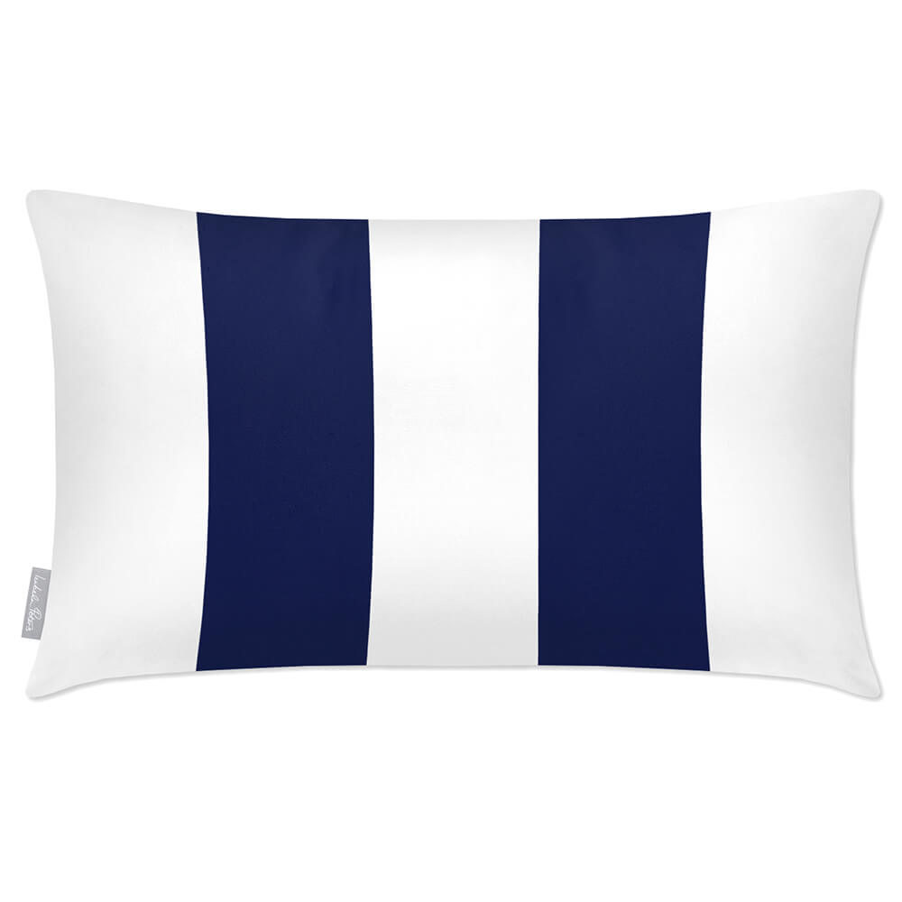 Outdoor Garden Waterproof Rectangle Cushion - 2 Stripes - Midnight 50 x 30 cm by Izabela Peters