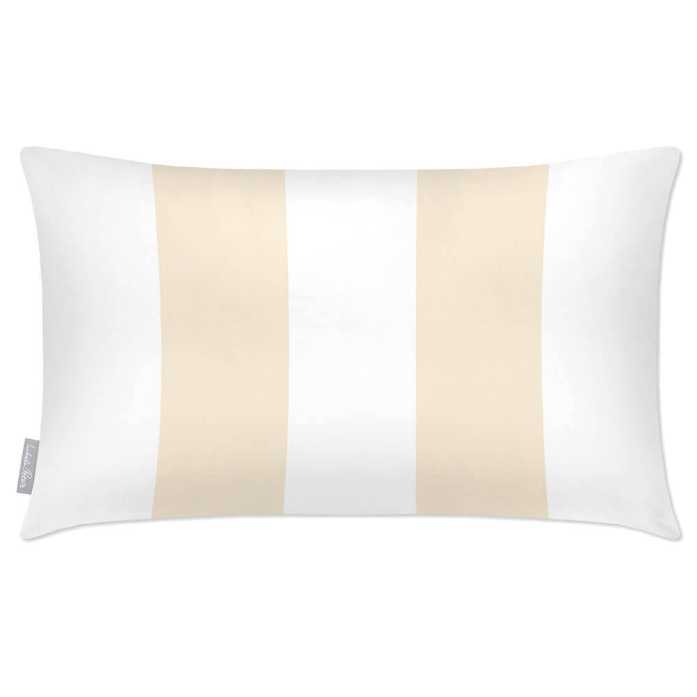 Outdoor Garden Waterproof Rectangle Cushion - 2 Stripes  Izabela Peters Ivory Cream 50 x 30 cm 