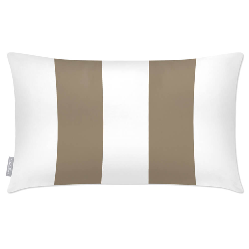 Outdoor Garden Waterproof Rectangle Cushion - 2 Stripes - Taupe 50 x 30 cm by Izabela Peters