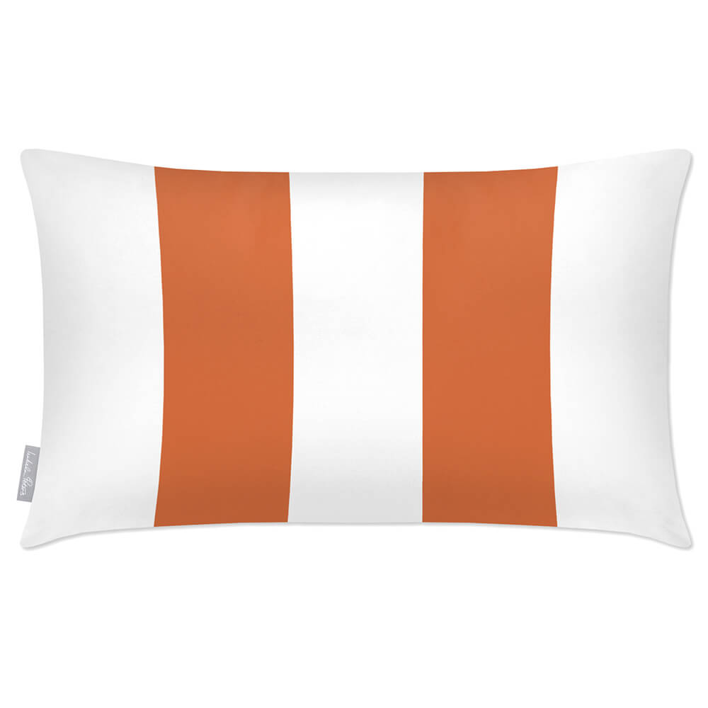 Outdoor Garden Waterproof Rectangle Cushion - 2 Stripes  Izabela Peters Burnt Orange 50 x 30 cm 