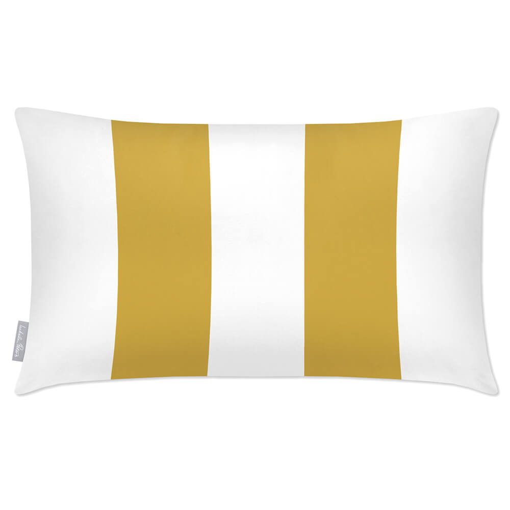 Outdoor Garden Waterproof Rectangle Cushion - 2 Stripes - Mustard 50 x 30 cm by Izabela Peters