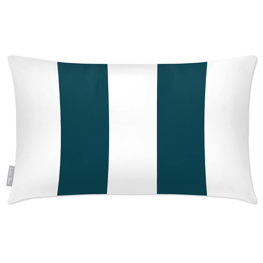 Outdoor Garden Waterproof Rectangle Cushion - 2 Stripes - Teal 50 x 30 cm by Izabela Peters