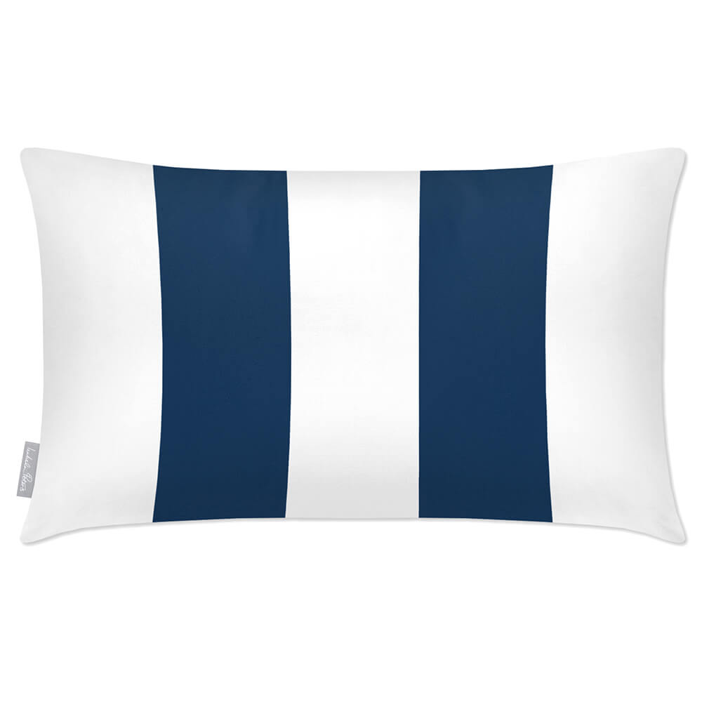Outdoor Garden Waterproof Rectangle Cushion - 2 Stripes - Estate Blue 50 x 30 cm by Izabela Peters