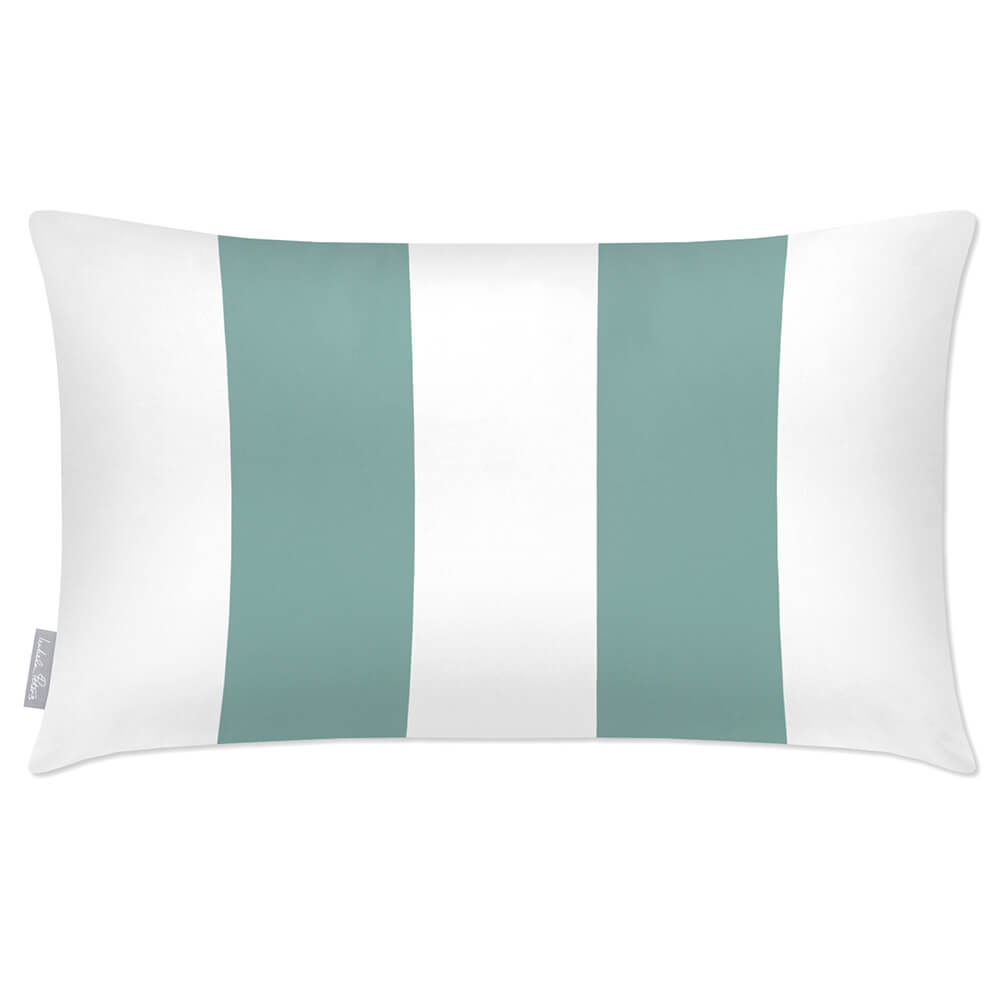 Outdoor Garden Waterproof Rectangle Cushion - 2 Stripes - Blue Surf 50 x 30 cm by Izabela Peters