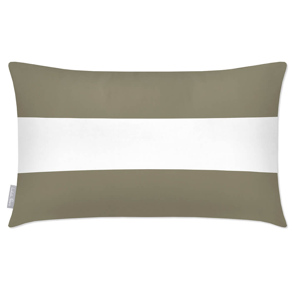 Outdoor Garden Waterproof Rectangle Cushion - 2 Stripes Horizontal - Martini Olive 50 x 30 cm by Izabela Peters
