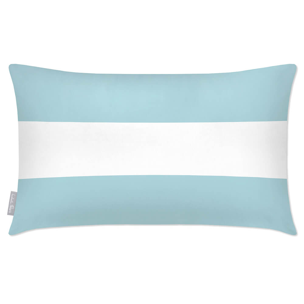 Outdoor Garden Waterproof Rectangle Cushion - 2 Stripes Horizontal - Celeste Blue 50 x 30 cm by Izabela Peters