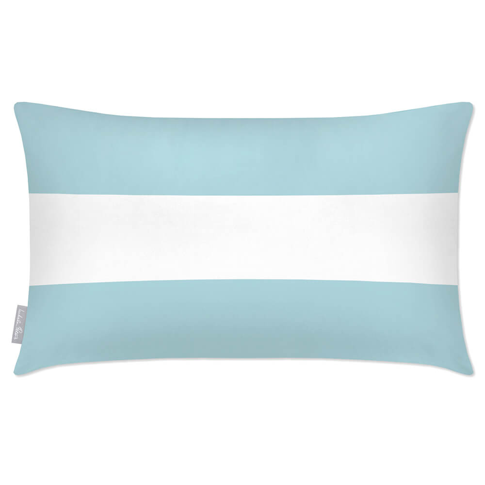 Outdoor Garden Waterproof Rectangle Cushion - 2 Stripes Horizontal  Izabela Peters Celeste Blue 50 x 30 cm 