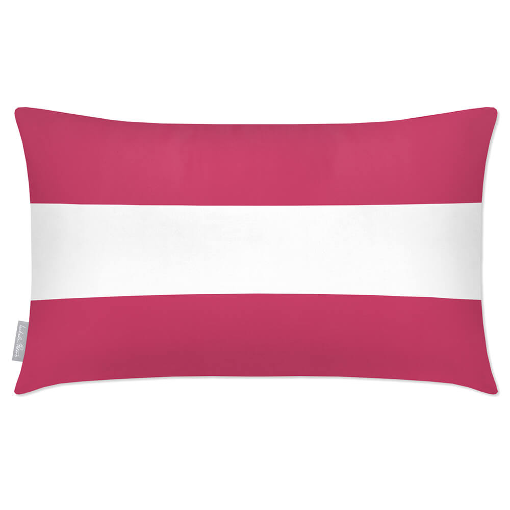 Outdoor Garden Waterproof Rectangle Cushion - 2 Stripes Horizontal in Pink 50 x 30 cm | Izabela Peters