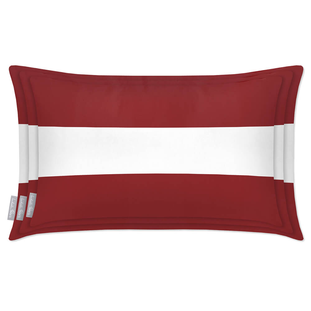 Outdoor Garden Waterproof Rectangle Cushion - 2 Stripes Horizontal - Raspberry Red 50 x 30 cm by Izabela Peters