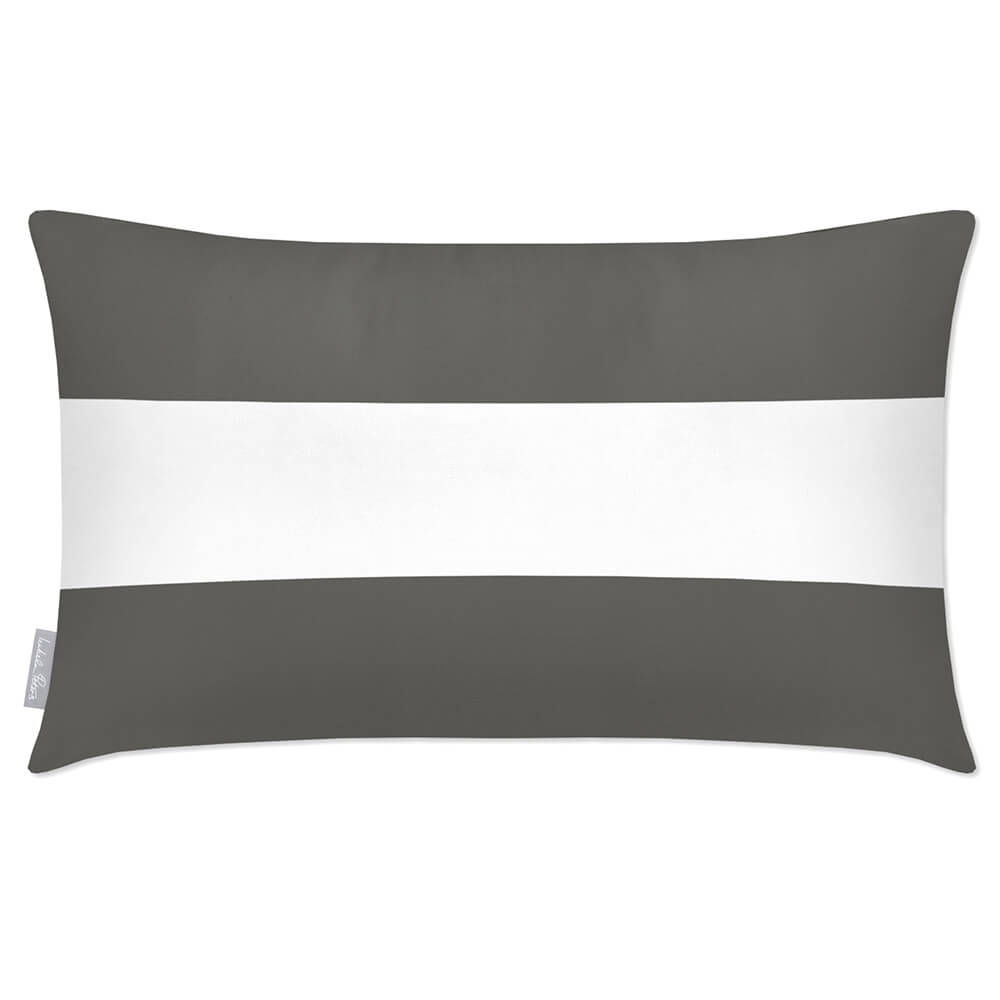 Outdoor Garden Waterproof Rectangle Cushion - 2 Stripes Horizontal - Beluga 50 x 30 cm by Izabela Peters