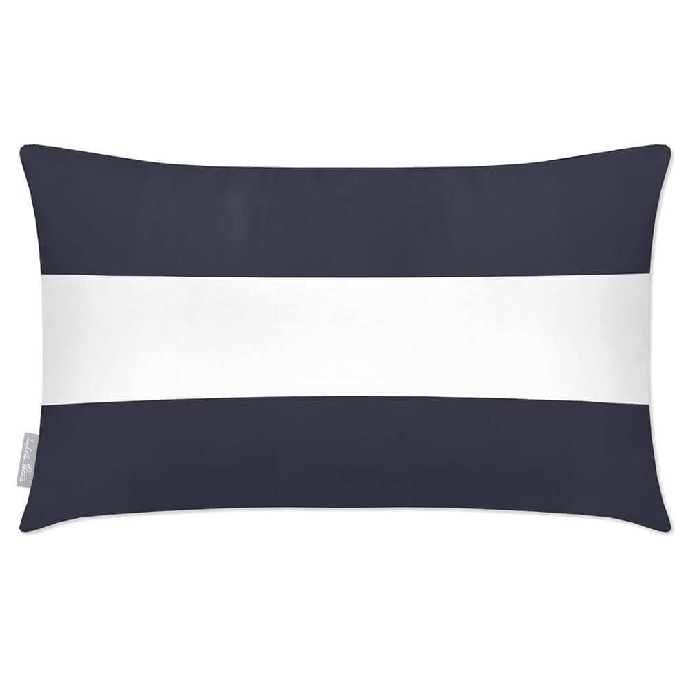 Outdoor Garden Waterproof Rectangle Cushion - 2 Stripes Horizontal - Graphite 50 x 30 cm by Izabela Peters