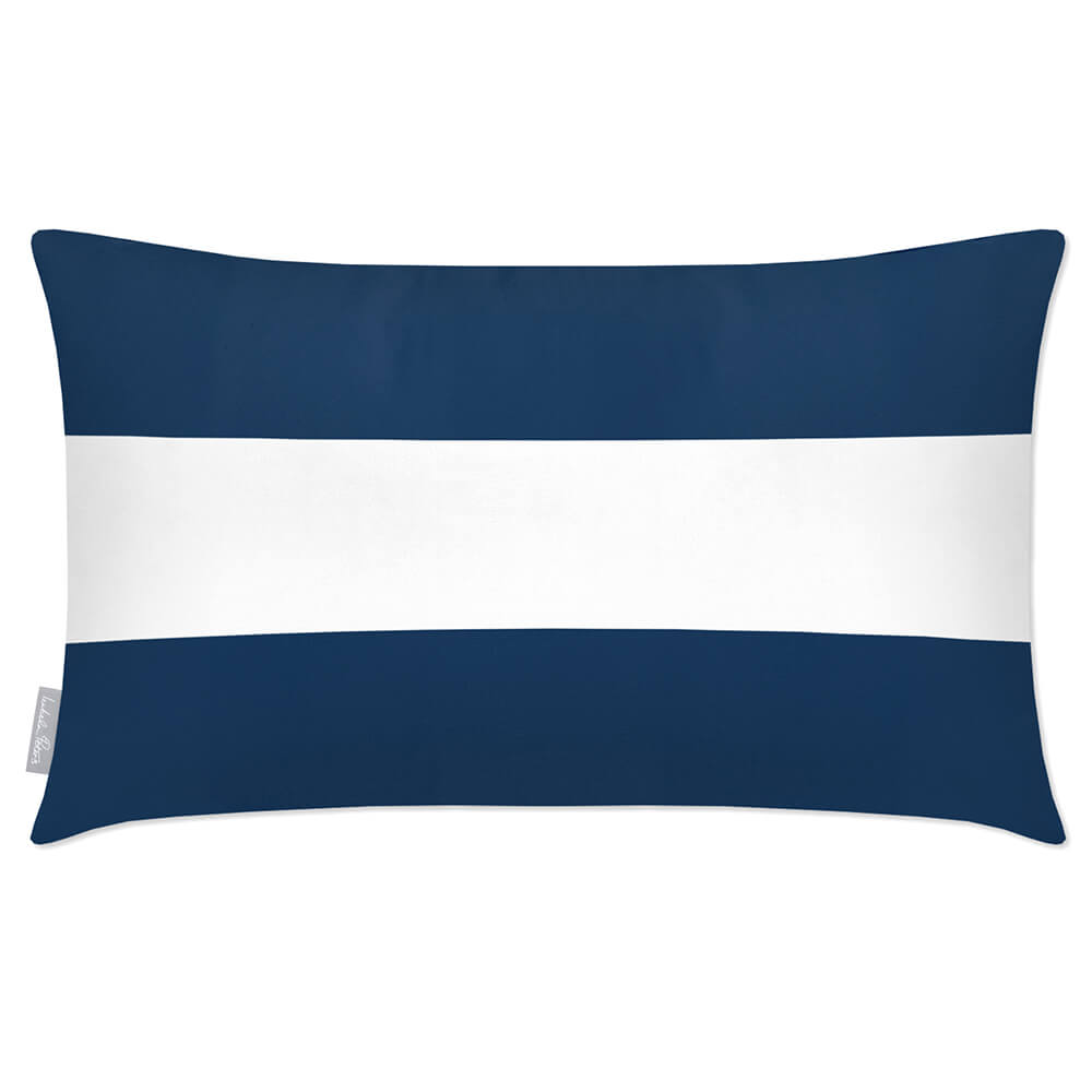 Outdoor Garden Waterproof Rectangle Cushion - 2 Stripes Horizontal - Estate Blue 50 x 30 cm by Izabela Peters