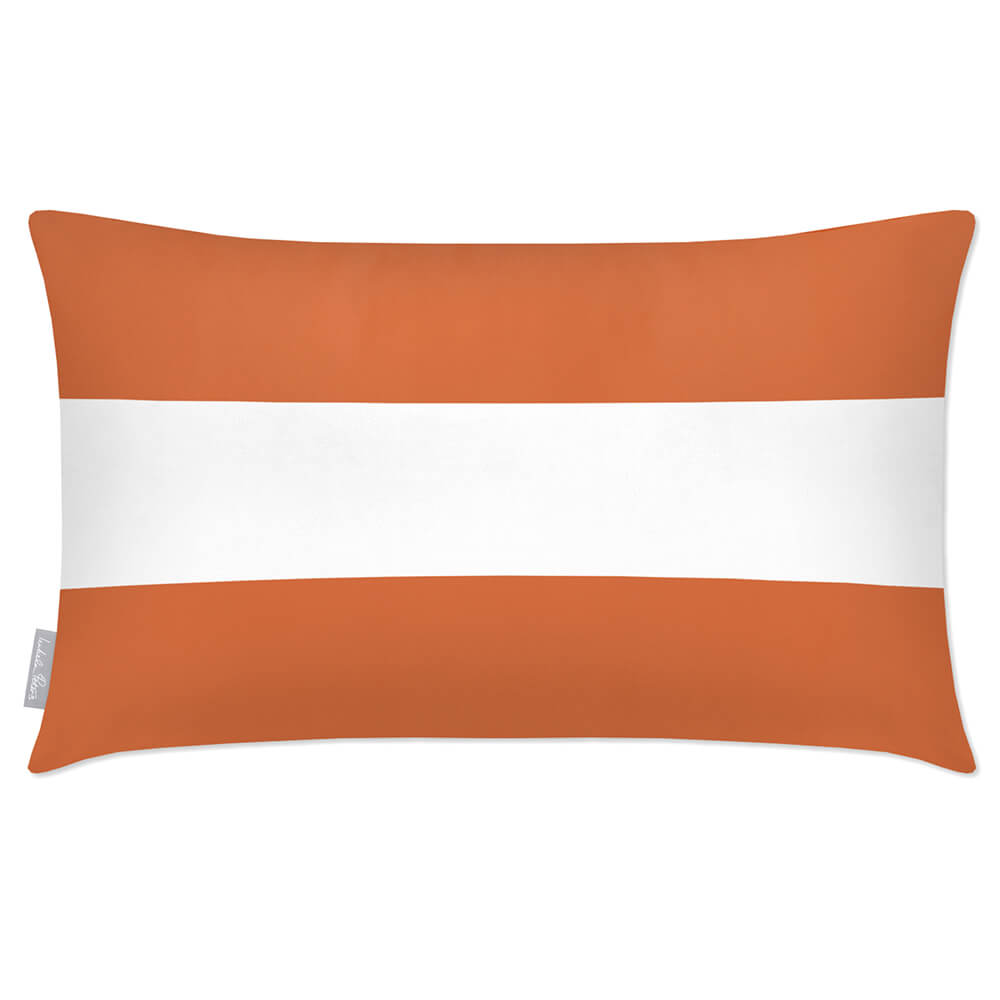 Outdoor Garden Waterproof Rectangle Cushion - 2 Stripes Horizontal  Izabela Peters Burnt Orange 50 x 30 cm 