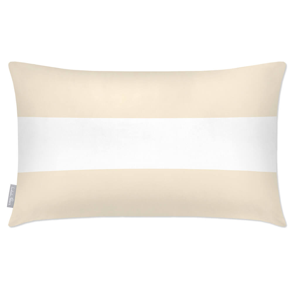 Outdoor Garden Waterproof Rectangle Cushion - 2 Stripes Horizontal - Ivory Cream 50 x 30 cm by Izabela Peters