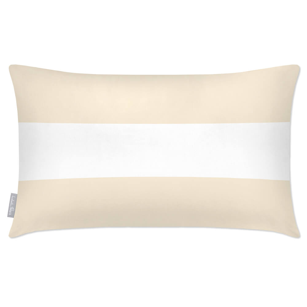 Outdoor Garden Waterproof Rectangle Cushion - 2 Stripes Horizontal  Izabela Peters Ivory Cream 50 x 30 cm 