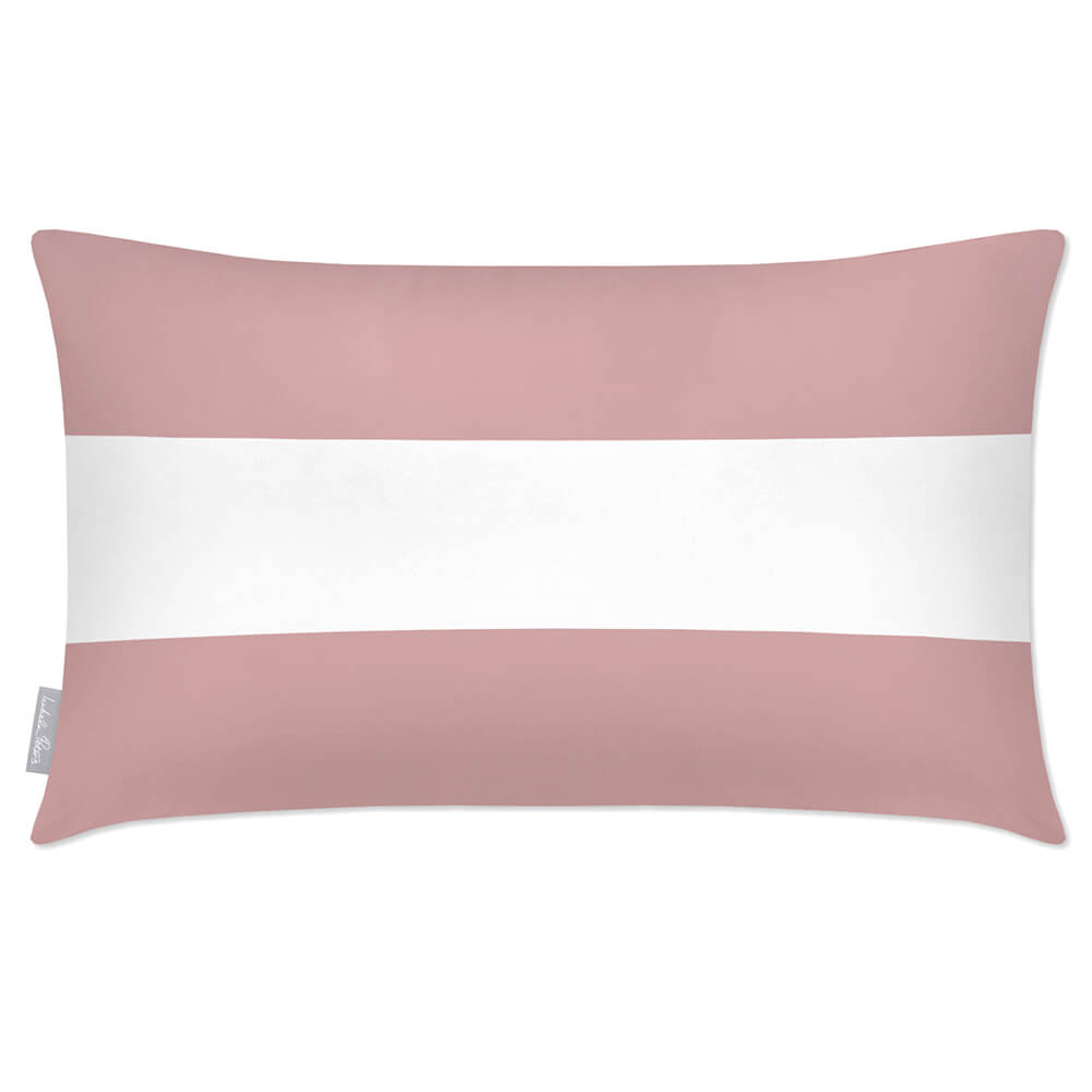 Outdoor Garden Waterproof Rectangle Cushion - 2 Stripes Horizontal - Rosewater 50 x 30 cm by Izabela Peters