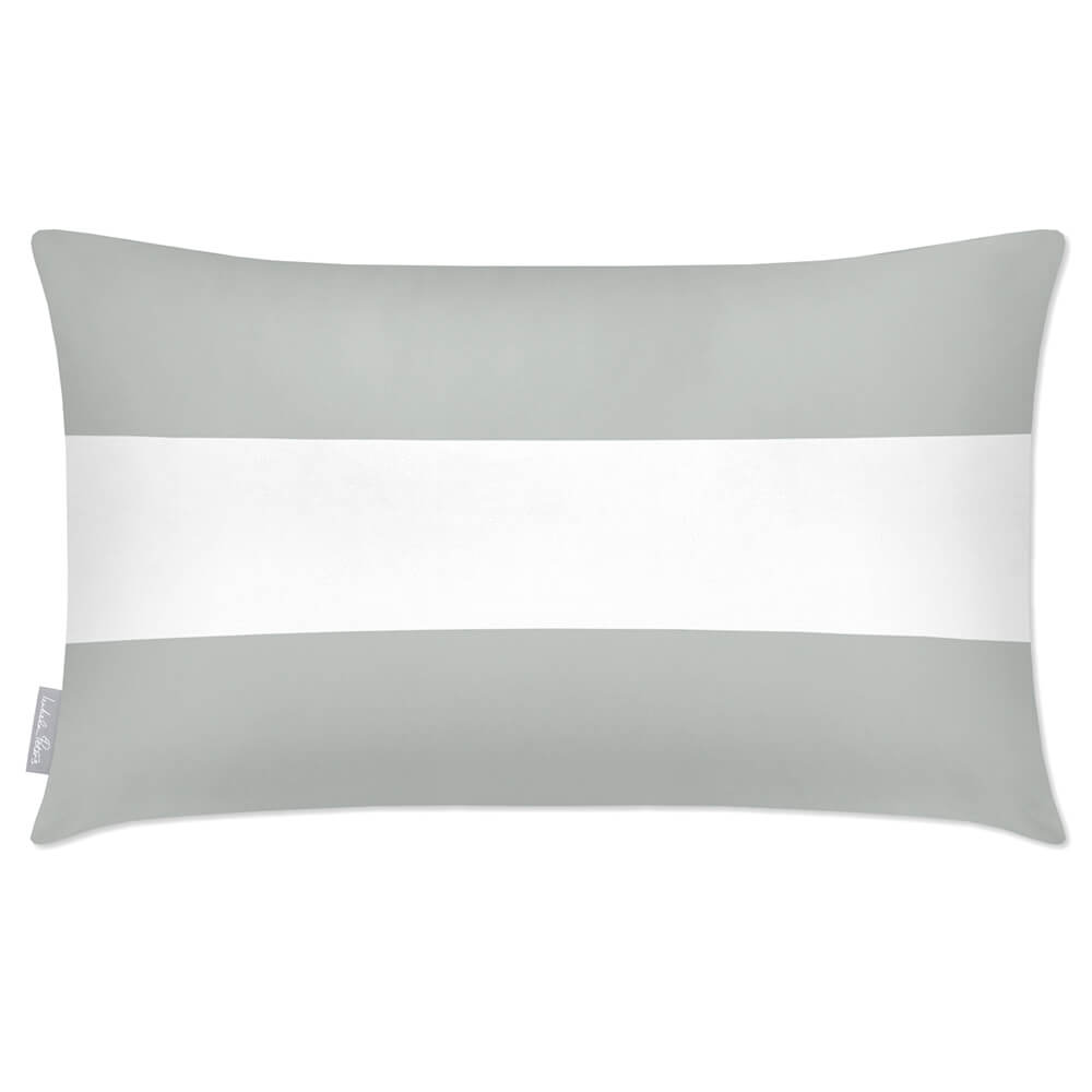 Outdoor Garden Waterproof Rectangle Cushion - 2 Stripes Horizontal - Storm Grey 50 x 30 cm by Izabela Peters