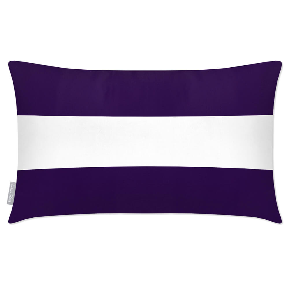 Outdoor Garden Waterproof Rectangle Cushion - 2 Stripes Horizontal - Morc Blue 50 x 30 cm by Izabela Peters