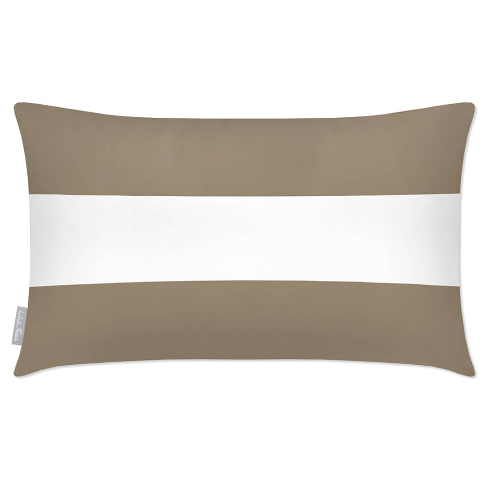 Outdoor Garden Waterproof Rectangle Cushion - 2 Stripes Horizontal - Taupe 50 x 30 cm by Izabela Peters