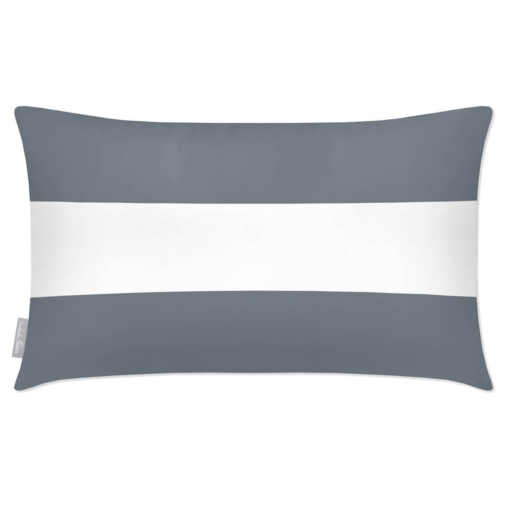 Outdoor Garden Waterproof Rectangle Cushion - 2 Stripes Horizontal - French Grey 50 x 30 cm by Izabela Peters