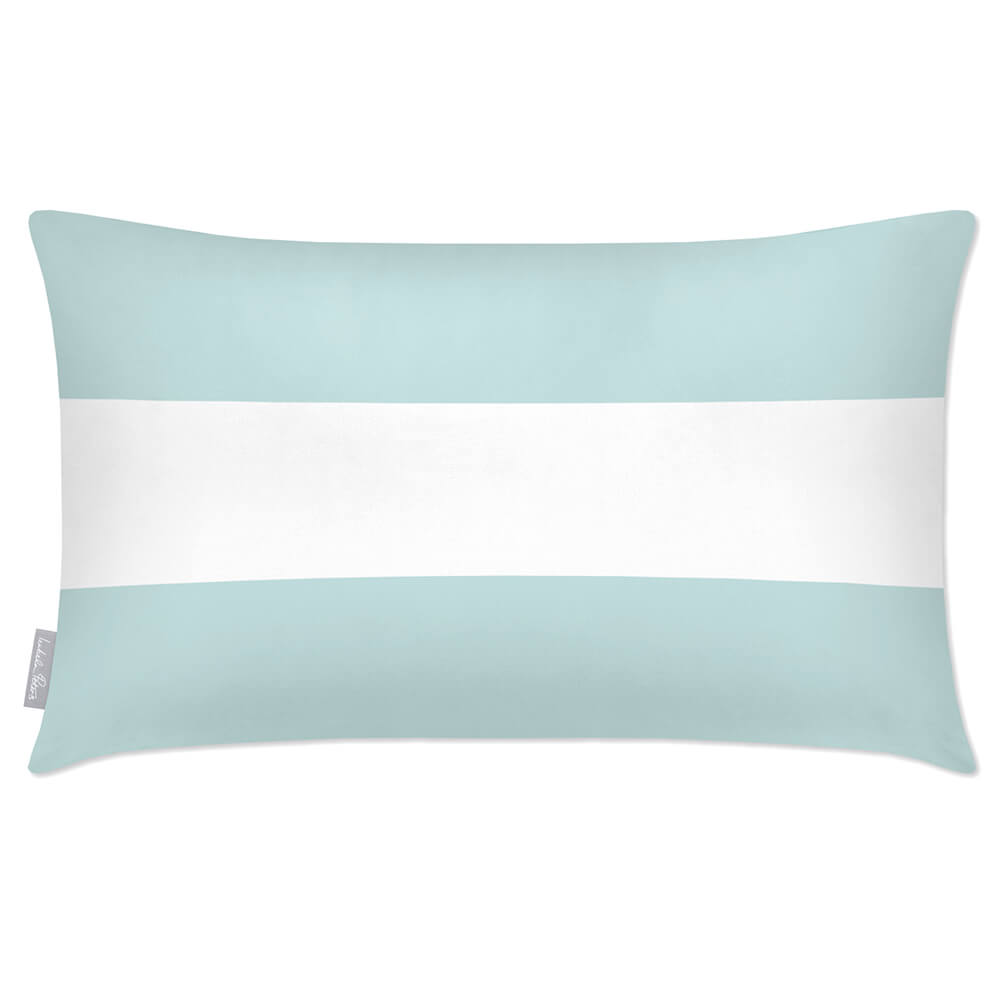 Outdoor Garden Waterproof Rectangle Cushion - 2 Stripes Horizontal - Duck Egg 50 x 30 cm by Izabela Peters