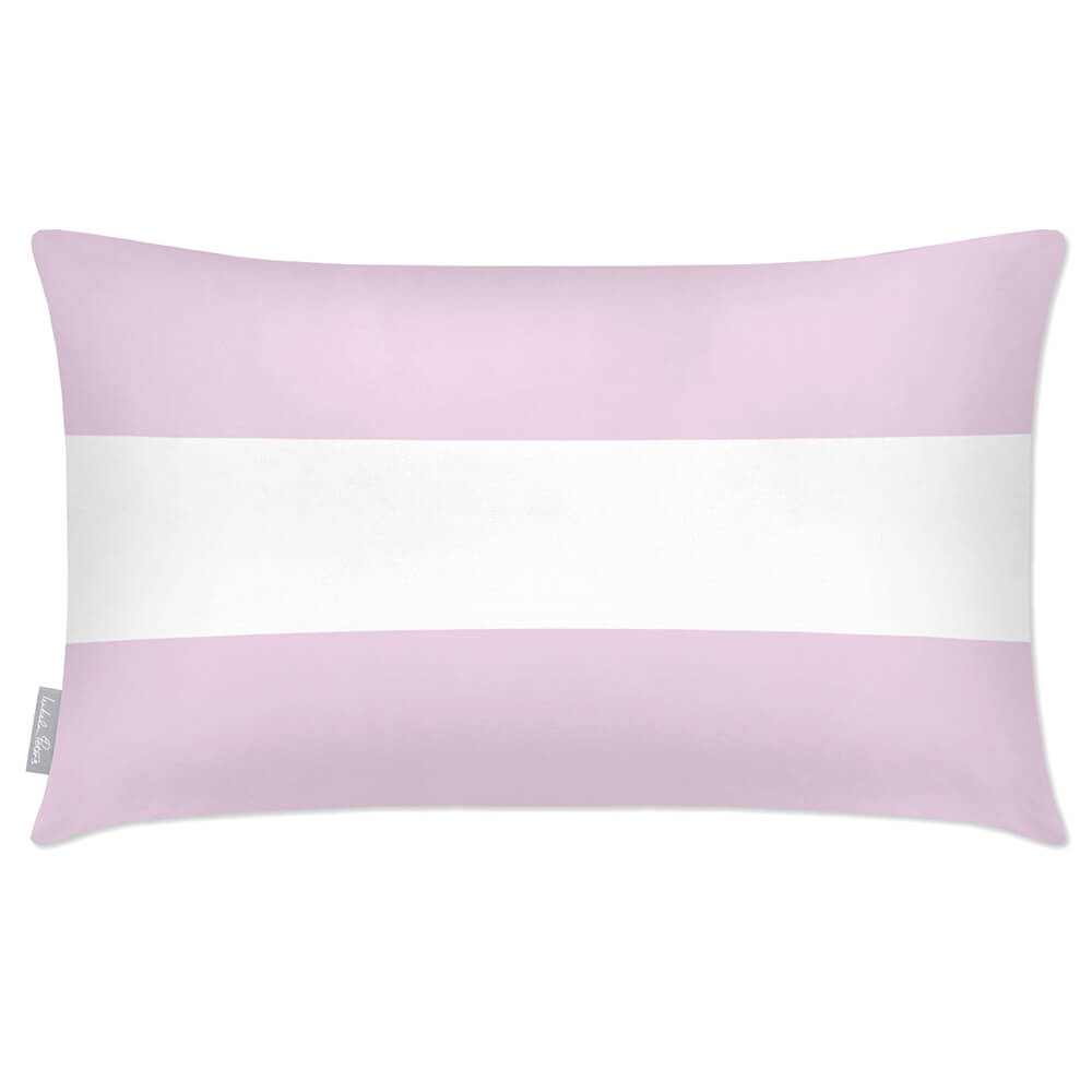 Outdoor Garden Waterproof Rectangle Cushion - 2 Stripes Horizontal - Peony Blush 50 x 30 cm by Izabela Peters