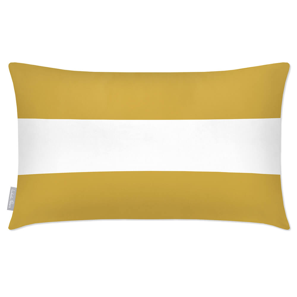 Outdoor Garden Waterproof Rectangle Cushion - 2 Stripes Horizontal - Mustard 50 x 30 cm by Izabela Peters