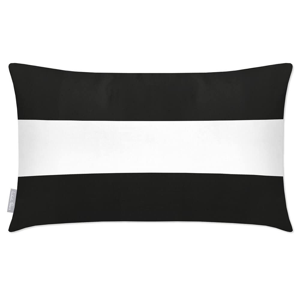 Outdoor Garden Waterproof Rectangle Cushion - 2 Stripes Horizontal - Charcoal 50 x 30 cm by Izabela Peters
