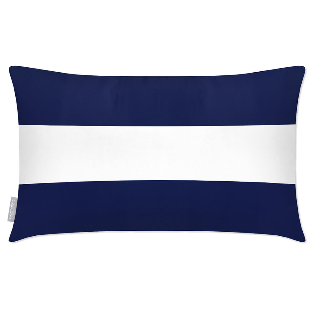 Outdoor Garden Waterproof Rectangle Cushion - 2 Stripes Horizontal - Midnight 50 x 30 cm by Izabela Peters