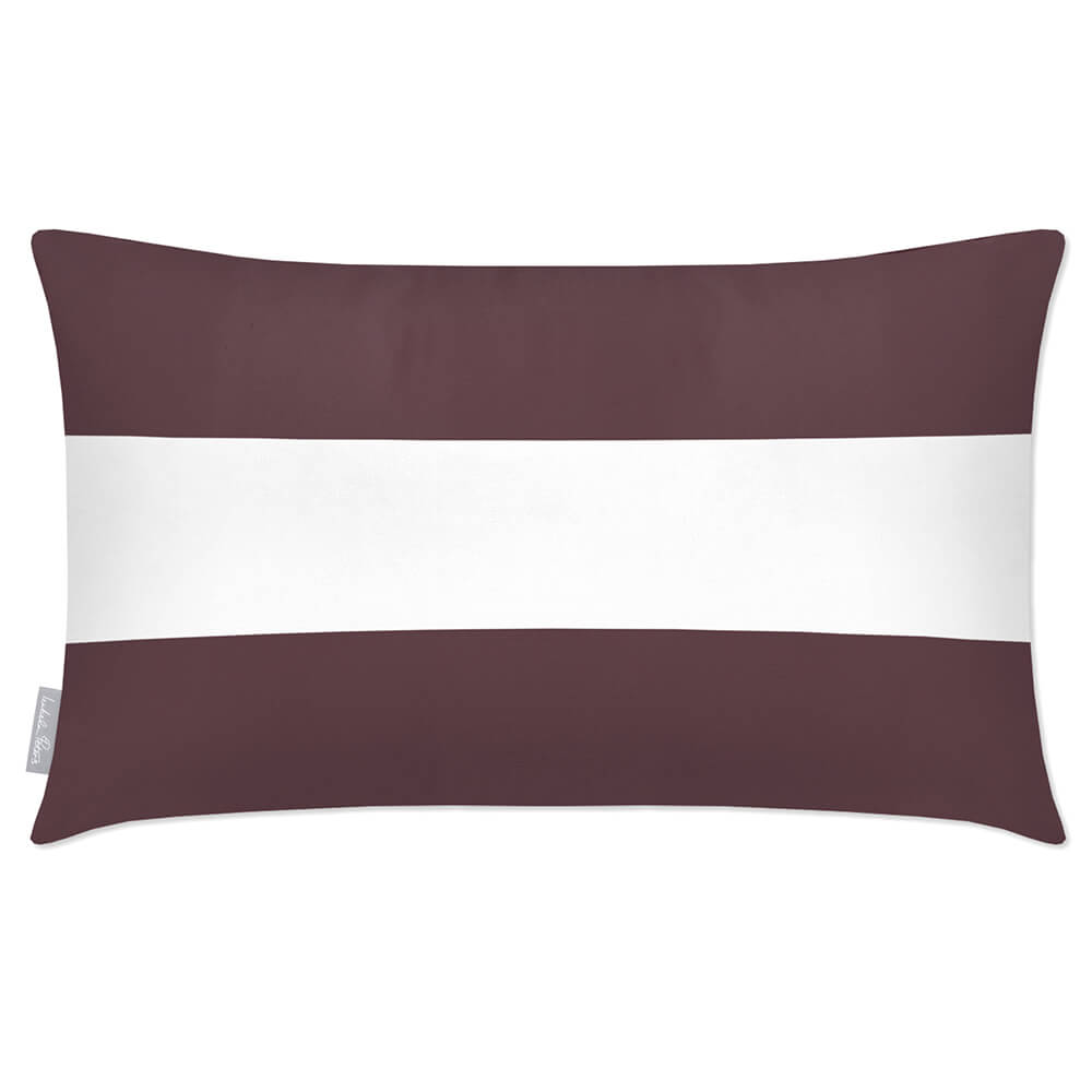 Outdoor Garden Waterproof Rectangle Cushion - 2 Stripes Horizontal in Italian Grape 50 x 30 cm | Izabela Peters