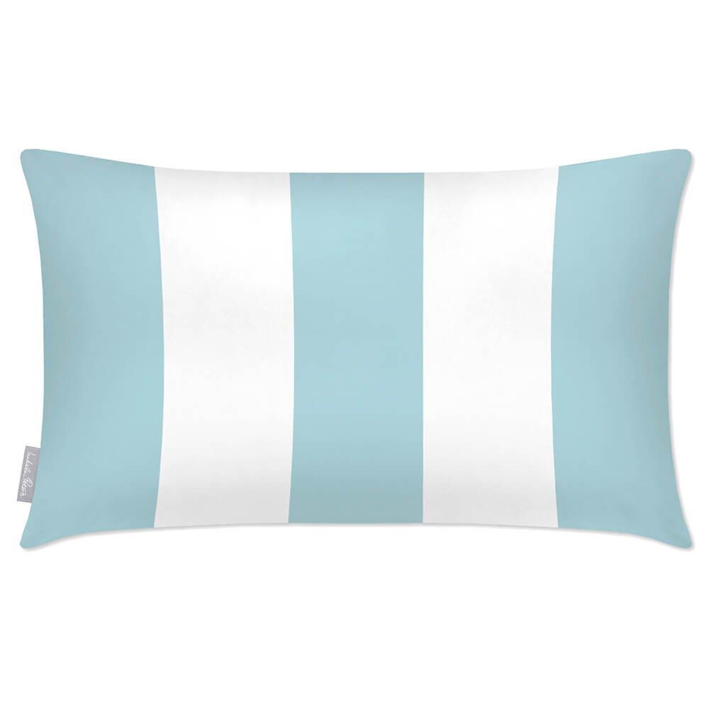 Outdoor Garden Waterproof Rectangle Cushion - 3 Stripes - Celeste Blue 50 x 30 cm by Izabela Peters