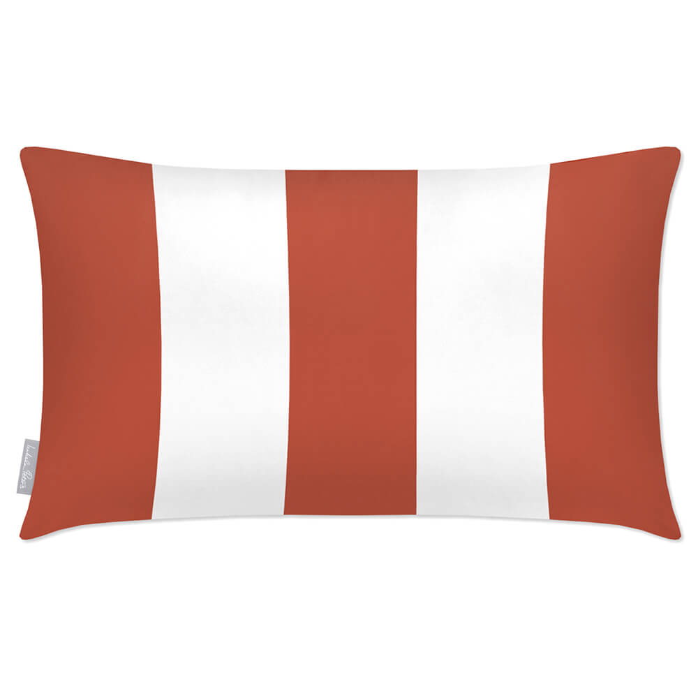 Outdoor Garden Waterproof Rectangle Cushion - 3 Stripes in Burnt Ochre 50 x 30 cm | Izabela Peters