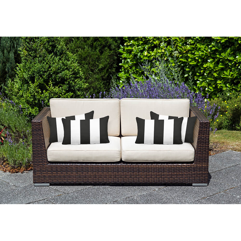 Outdoor Garden Waterproof Rectangle Cushion - 3 Stripes - Charcoal 50 x 30 cm by Izabela Peters
