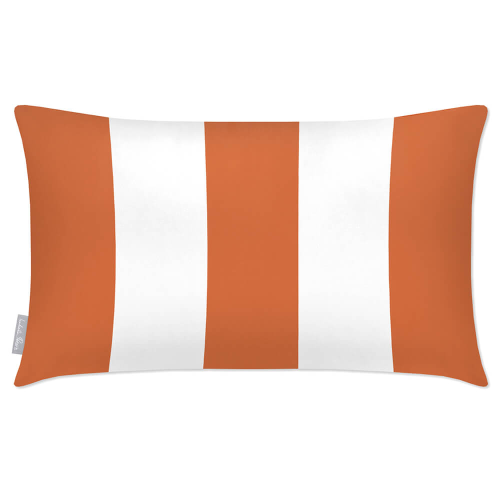 Outdoor Garden Waterproof Rectangle Cushion - 3 Stripes in Burnt Orange 50 x 30 cm | Izabela Peters