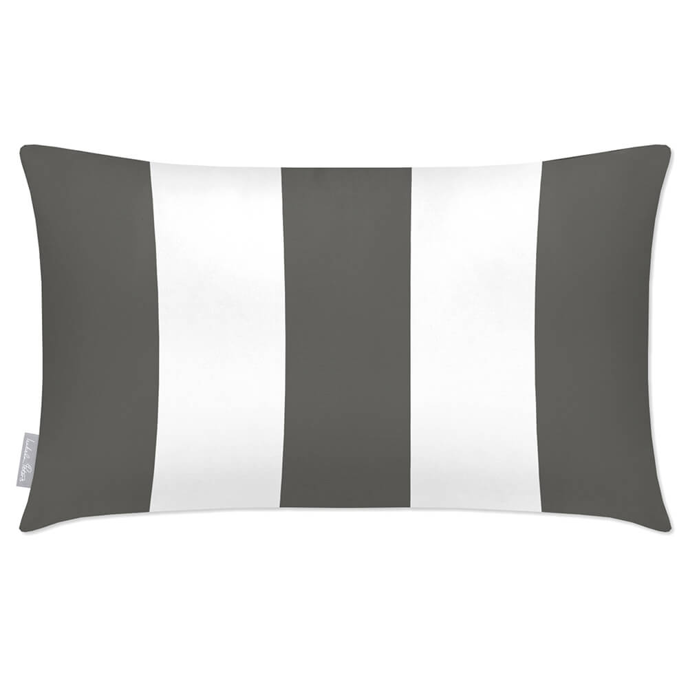 Outdoor Garden Waterproof Rectangle Cushion - 3 Stripes in Beluga 50 x 30 cm | Izabela Peters