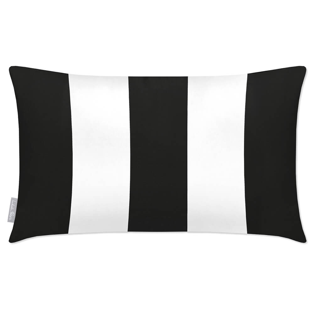 Outdoor Garden Waterproof Rectangle Cushion - 3 Stripes - Charcoal 50 x 30 cm by Izabela Peters