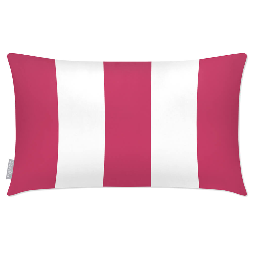 Outdoor Garden Waterproof Rectangle Cushion - 3 Stripes - Pink 50 x 30 cm by Izabela Peters