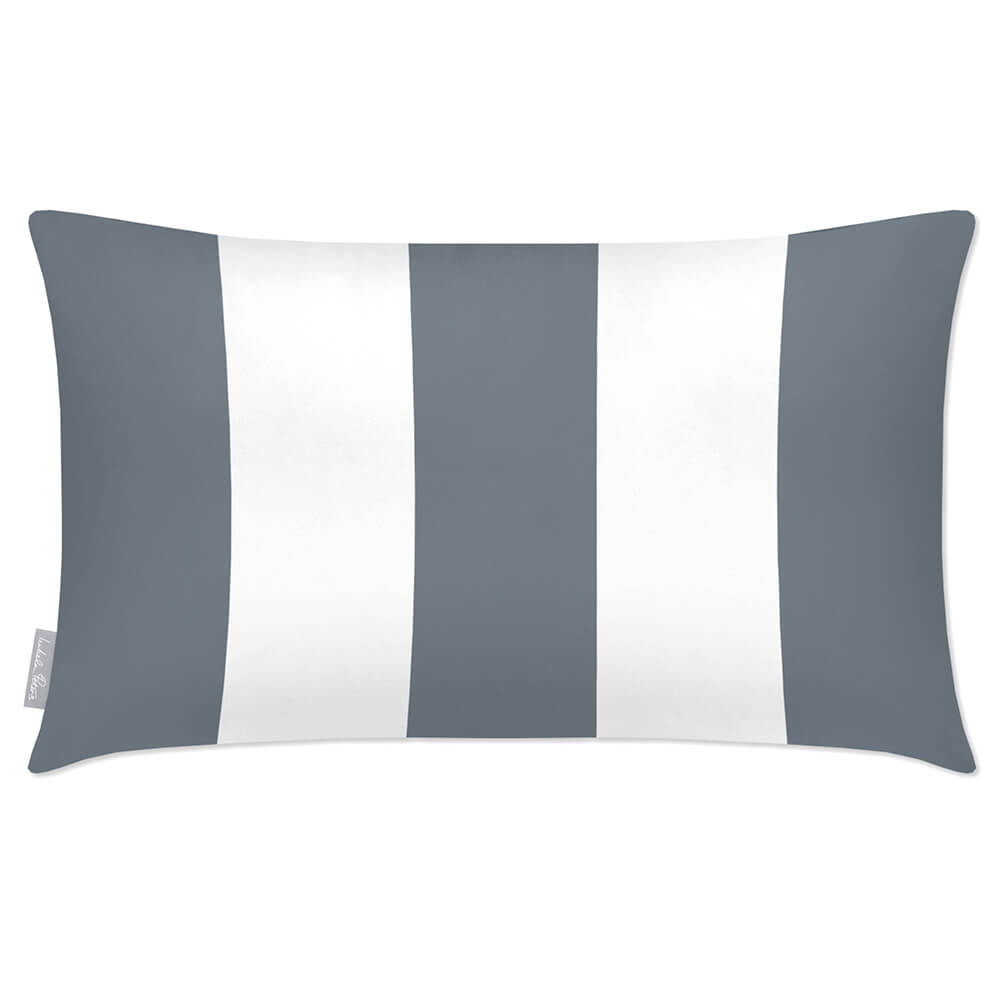 Outdoor Garden Waterproof Rectangle Cushion - 3 Stripes - French Grey 50 x 30 cm by Izabela Peters