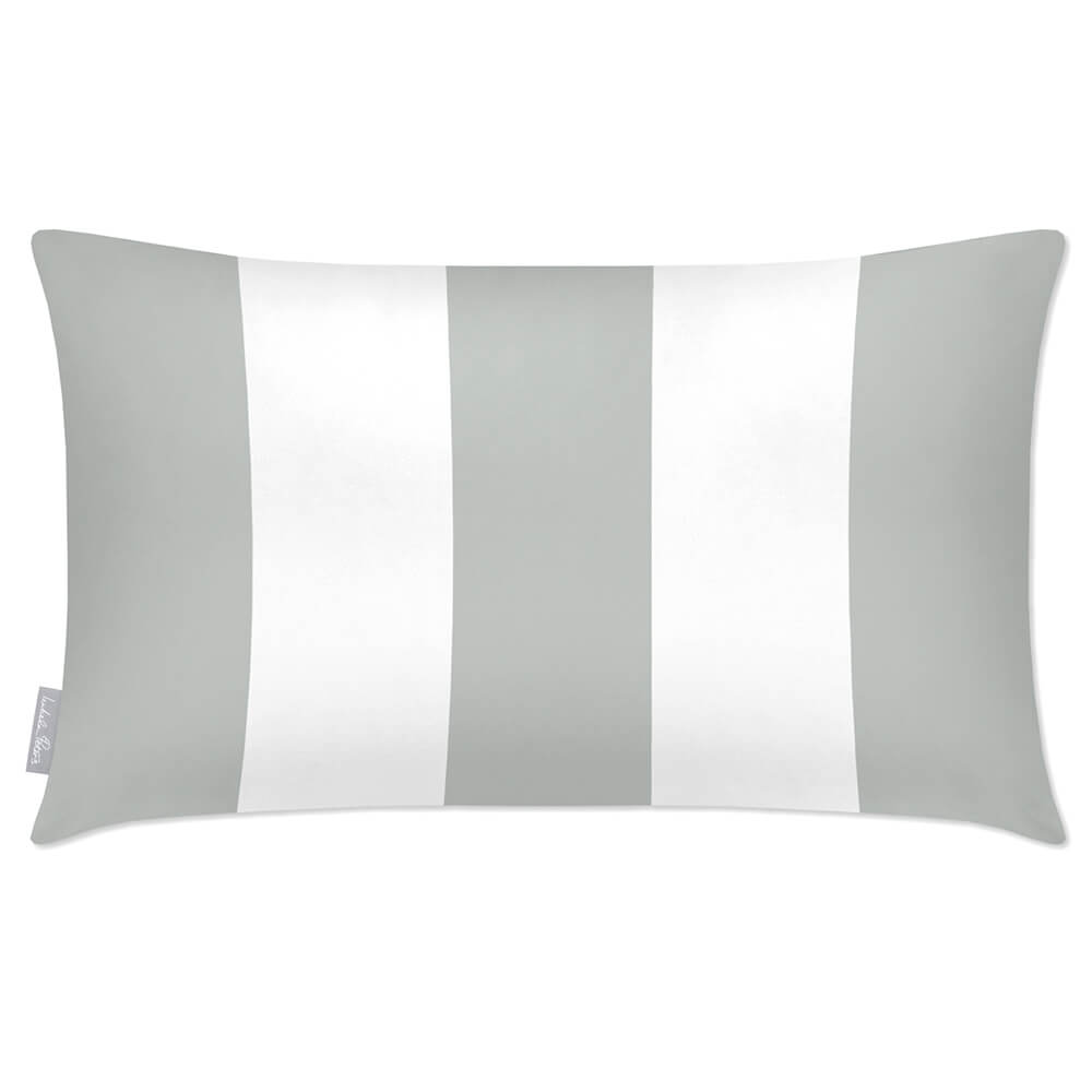 Outdoor Garden Waterproof Rectangle Cushion - 3 Stripes - Storm Grey 50 x 30 cm by Izabela Peters