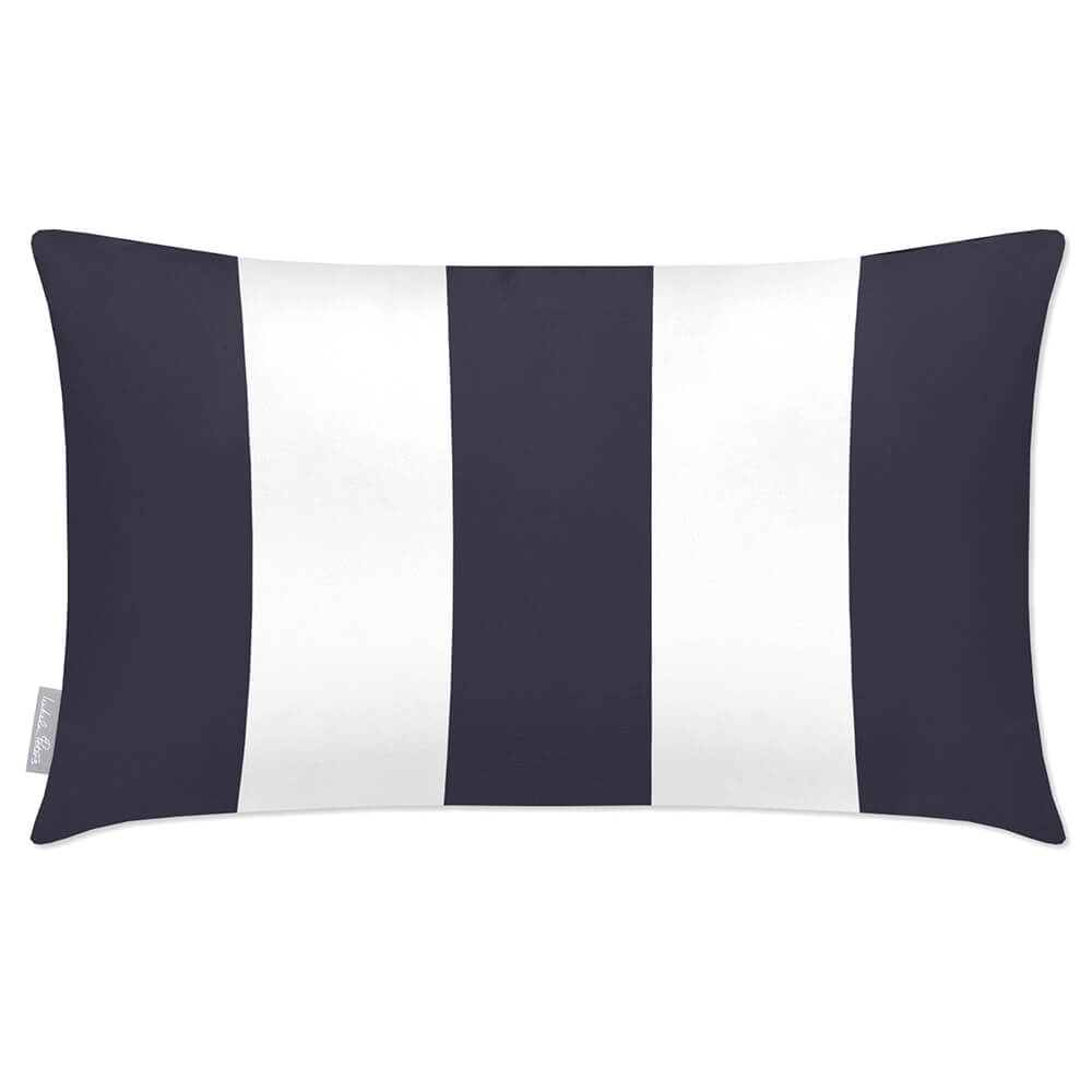 Outdoor Garden Waterproof Rectangle Cushion - 3 Stripes Luxury Outdoor Cushions Izabela Peters Graphite 50 x 30 cm 