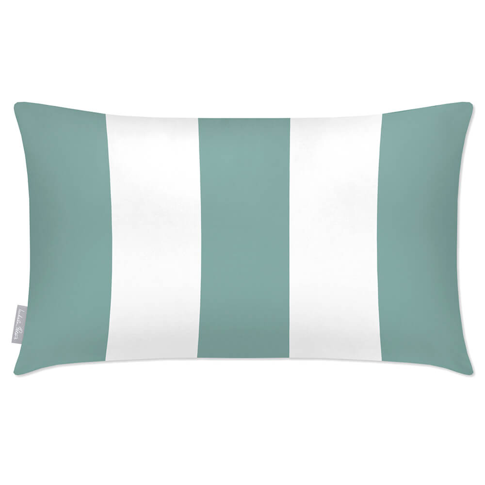 Outdoor Garden Waterproof Rectangle Cushion - 3 Stripes - Blue Surf 50 x 30 cm by Izabela Peters