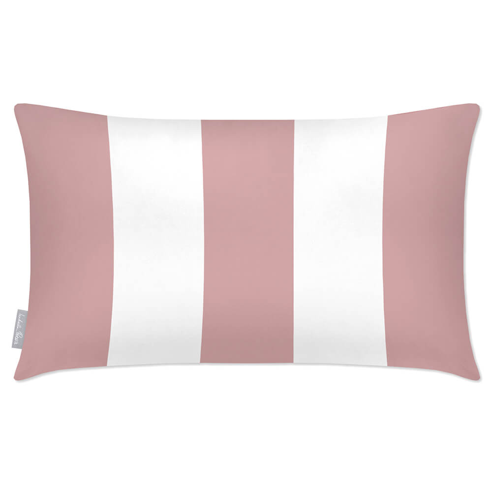 Outdoor Garden Waterproof Rectangle Cushion - 3 Stripes - Rosewater 50 x 30 cm by Izabela Peters