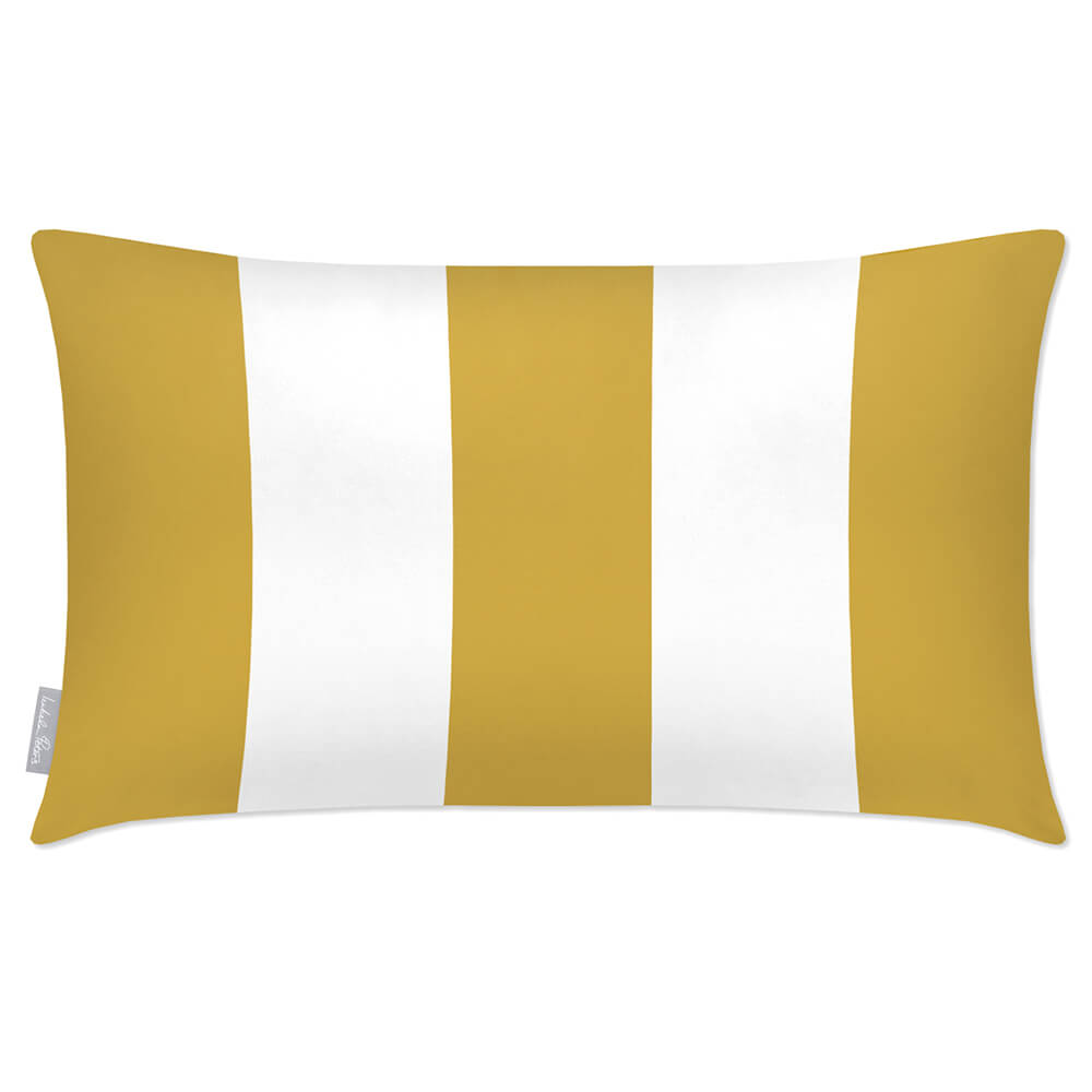 Outdoor Garden Waterproof Rectangle Cushion - 3 Stripes - Mustard 50 x 30 cm by Izabela Peters