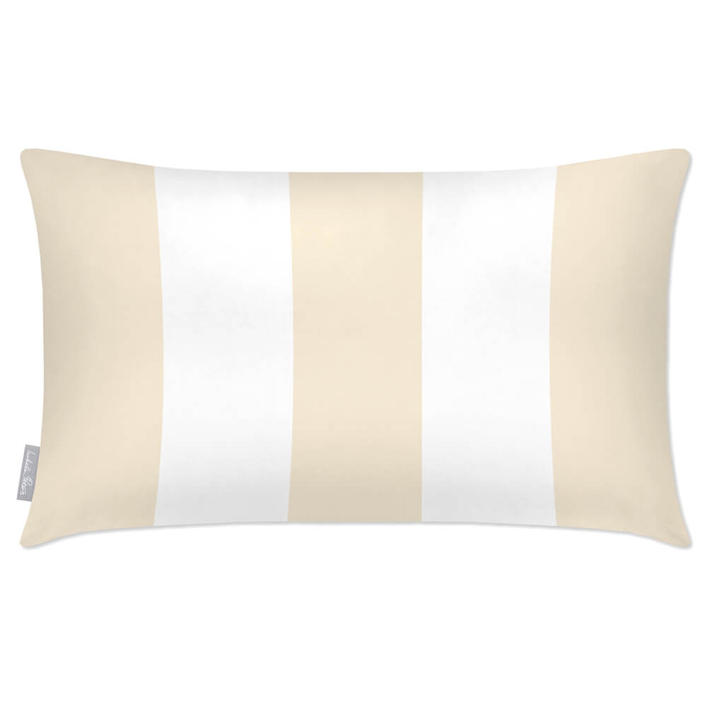 Outdoor Garden Waterproof Rectangle Cushion - 3 Stripes - Ivory Cream 50 x 30 cm by Izabela Peters