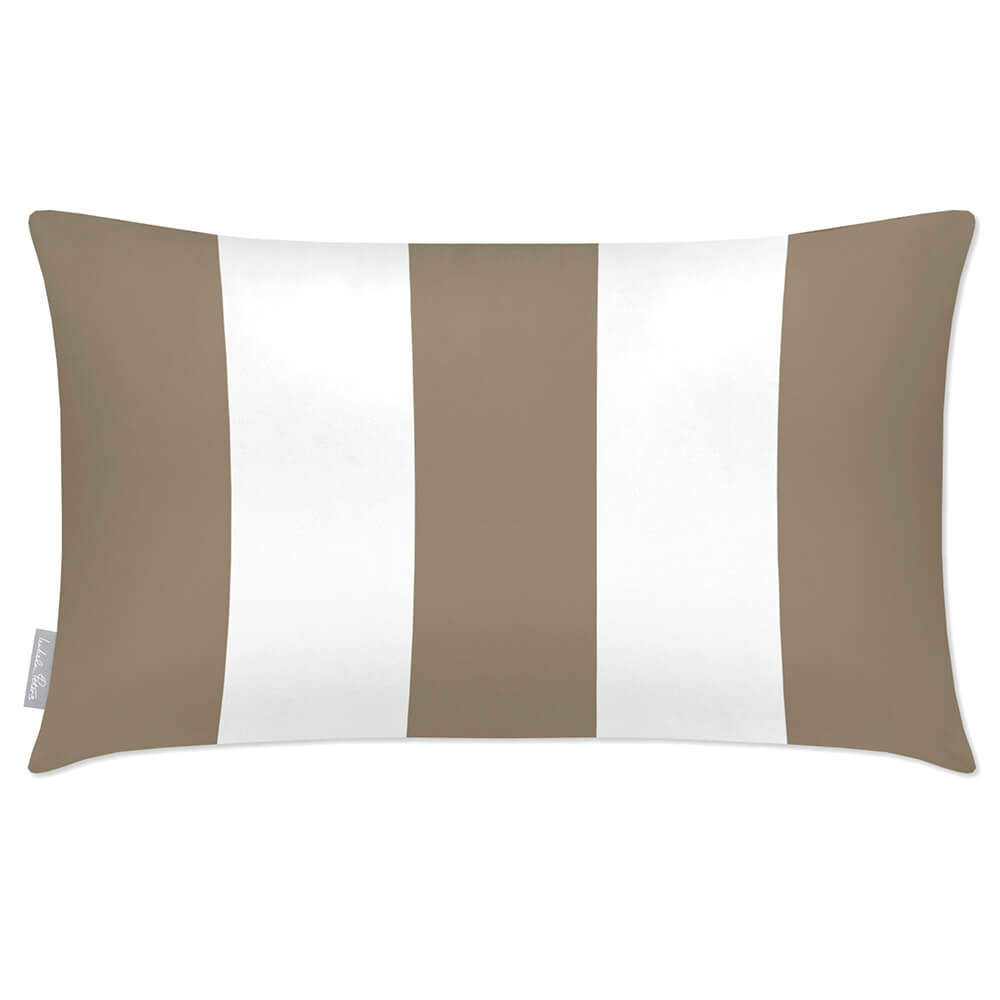 Outdoor Garden Waterproof Rectangle Cushion - 3 Stripes Luxury Outdoor Cushions Izabela Peters Taupe 50 x 30 cm 