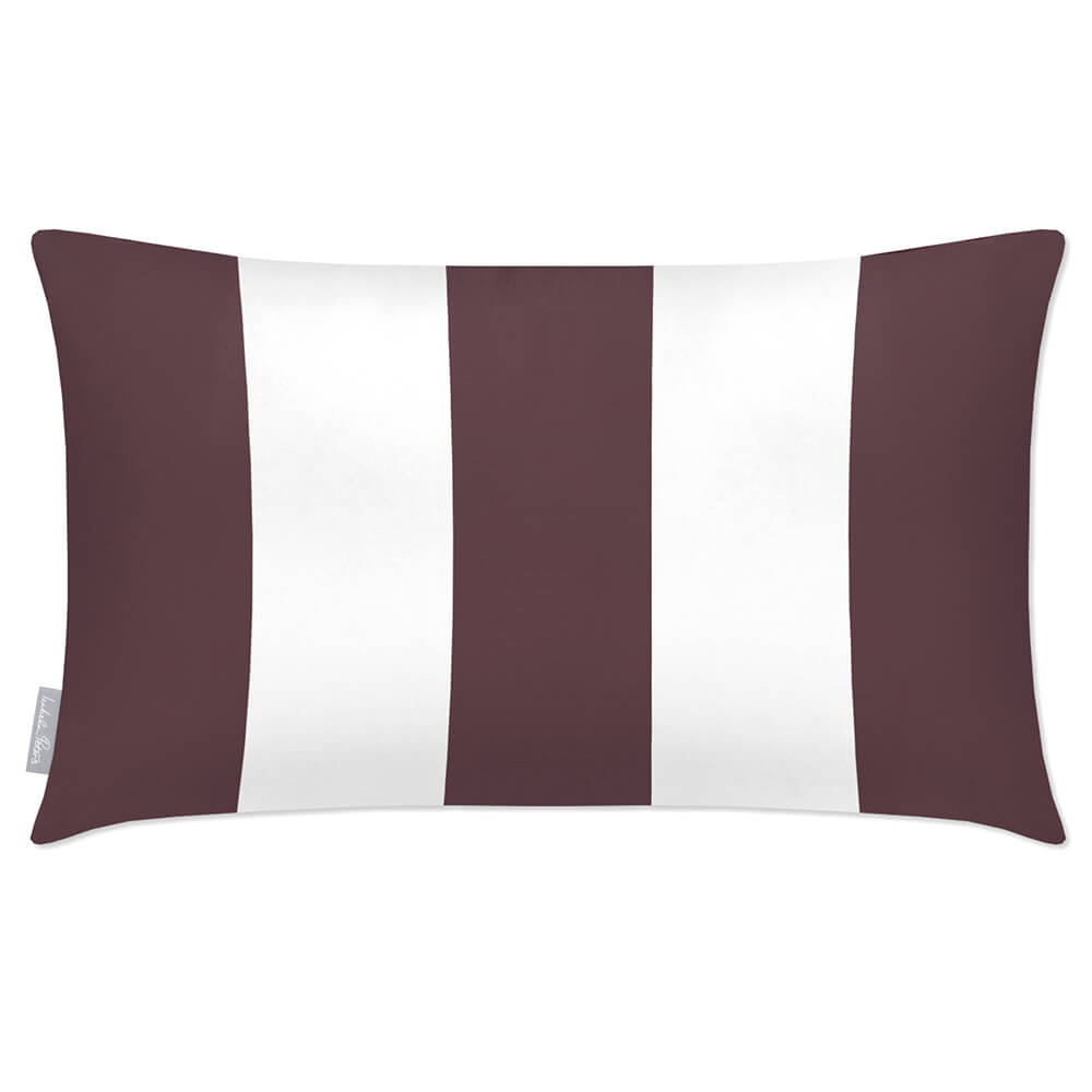 Outdoor Garden Waterproof Rectangle Cushion - 3 Stripes in Italian Grape 50 x 30 cm | Izabela Peters