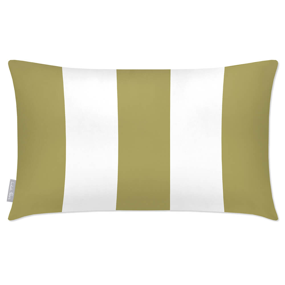 Outdoor Garden Waterproof Rectangle Cushion - 3 Stripes - Golden Lime 50 x 30 cm by Izabela Peters